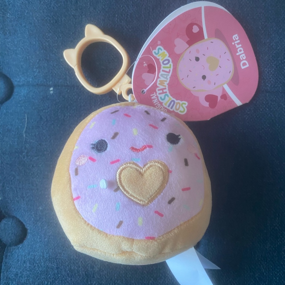 Squishmallows Dabria Pink & Tan Donut Keychain Plush